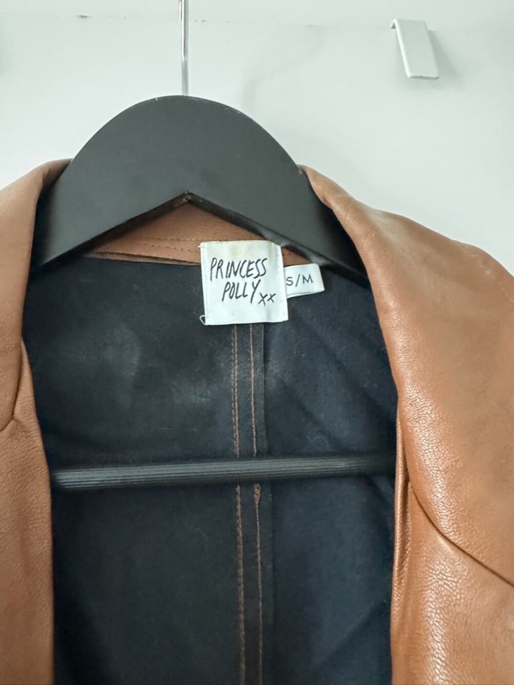 Princess Polly Brown Faux Leather Belted Trench Coat - S/M - Picture 6 of 7